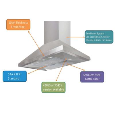 China Hotel 90cm120cm Stainless Steel BBQ Kitchen Range Hood for sale