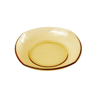 China Sustainable Hot Selling Amber Glass Dinnerware Dish Heat Resistant Amber Glass Dish for sale