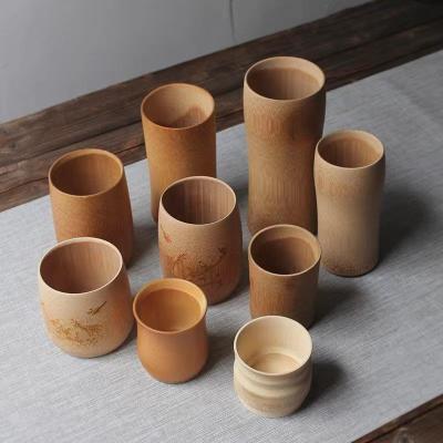 China Natural Carbonized Handmade Bamboo Wood Cup Eco - Friendly Sustainable Coffee Tea Water for sale