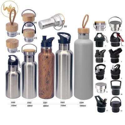 China SS01 600ml 21oz Sustainable Stainless Steel Insulated Stainless Steel Water Bottle With Bamboo Lid And Sport Lid for sale