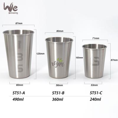 China Disposable ST51 470ml 16oz 304 18/8 Stainless Steel Single Wall Tumbler for Tea Coffee Juice and Beer Beverage for sale