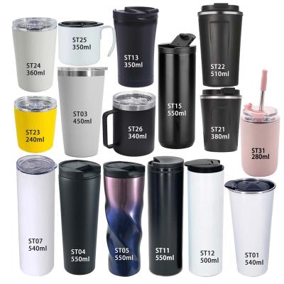 China Double St Wall Stainless Steel Travel Disposable Insulated Coffee Cup With Leak Proof Slider Lid And Straw For Coffee And Water for sale