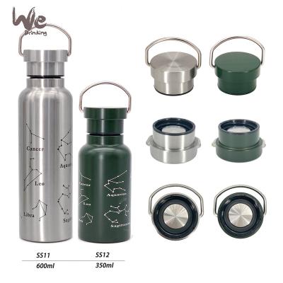 China SS11 600ml 21oz Double Wall 304 Stainless Steel Sustainable Outdoor Bottle With Stainless Steel Handle Lid for sale