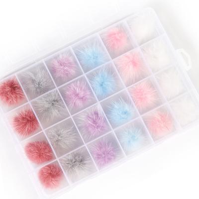 China 24 Grids Magnetic Removable Nails Pom Poms Magnetic Charm For Nail Art Decoration for sale