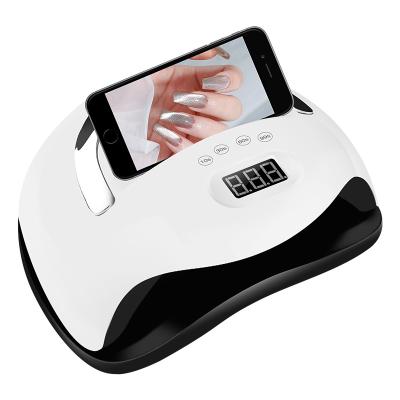 China ABS 168W Smart Phototherapy Faster Cure Dryer Nail Gel Polish UV Led Lamp With Phone Holder For Nail Art for sale