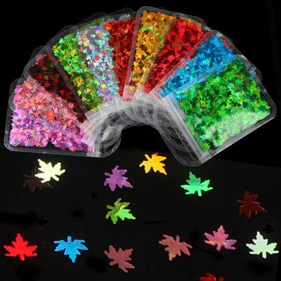 China 2g Bag Colorful Autumn Leaves Glitters Nails Art Glitter Flakes For Nail Decorations for sale