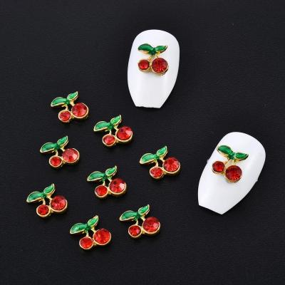 China Stable and Durable 3D Alloy Kawaii Shiny Cherry Nail Art Charms Rhinestone Soft Studs for Nail Art for sale