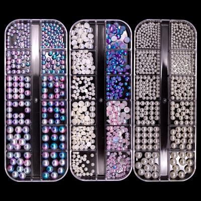 China Various Styles 12 Grids Box Mixed Nail Charm Manicure Accessories For Nail Art Decorations for sale