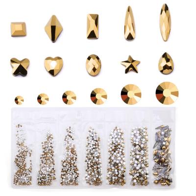 China Mixed Design 7 Grids Bag Multi Shapes Flatback Crystal Glass AB Nails Rhinestones For Nail Art Craft for sale