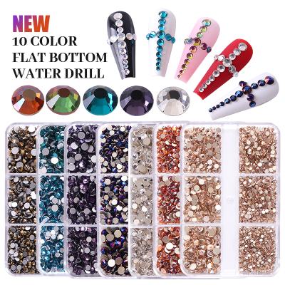 China Various Styles 6 Flatback Grids Round Multi Color Crystals Nail Crystals Nail Stones For DIY Nail for sale