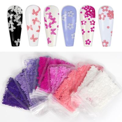 China Easy Apply 2g Bagged 3D Holographic Flower Ultrathin Butterfly Glitter Nail Glitter Flakes For Acrylic Nails Manicure for sale