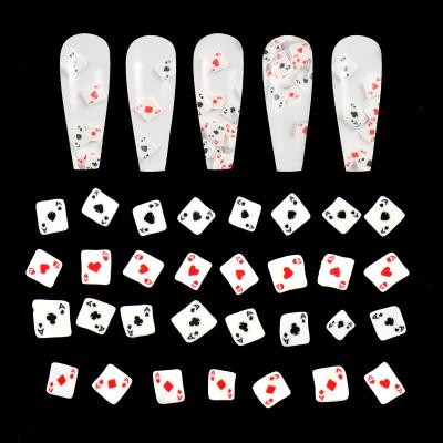 China Excellent Nail Art Effect 3D Polymer Clay Playing Cards Style Numbers Letter Graphics Poker Nail Slices Glitter For DIY Nail Art for sale