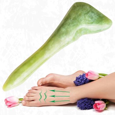 China Healthy Natural Jade Hand Foot Gua Sha Scraping Manual Foot Massager Tool For Promote Blood Circulation for sale