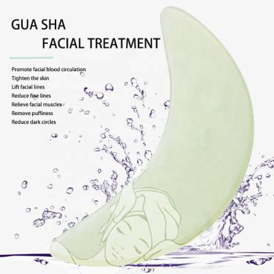 China Nature Jade Stone Moon Shape Gua Sha Handheld Scraper Board Massage Guasha Tool For Trigger Point Treatment for sale