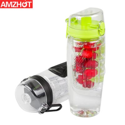 China B14-0745 Sustainable Fruit Water Bottle BPA Free Sport Infuser Plastic Water Bottles 32OZ Tritan for sale