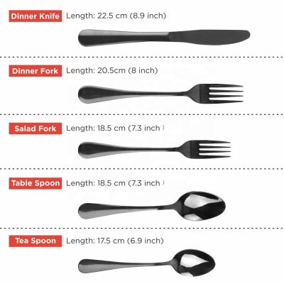 China Viable 5pcs Matte Black Stainless Steel Flatware Set D03-0184 Set Spoon Fork Knife Kitchen Cutlery Set for sale