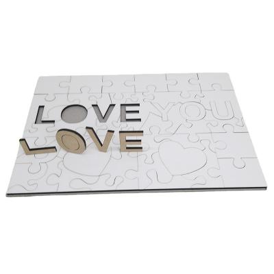 China Custom Picture Printing Sublimation Puzzle MDF Blank LOVE Jigsaw Puzzles Custom Photo Printing Wooden Puzzle for sale