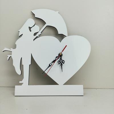 China Antique Style Heart MDF Wall Clock, Custom Love Sublimation Wall Clock For Heat Press Machine for sale