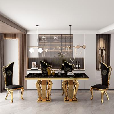 China Exquisite Stainless Steel Marble Dining Table For High-End DéCor for sale