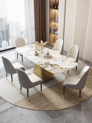 China Height 0.78M Light Luxury Stainless Steel Marble Dining Table For Six for sale