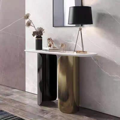 China Elegant Entryway Console Tables - Marble Top & Stainless Steel Base for sale