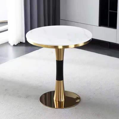 China Round Negotiation Table Marble Top Stainless Steel Construction for sale