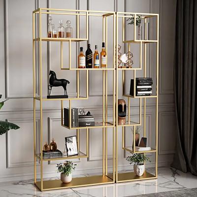 Cina Modern Light Luxury Stainless Bookshelf Acciaio Ufficio Display Pavimento Libreria in vendita