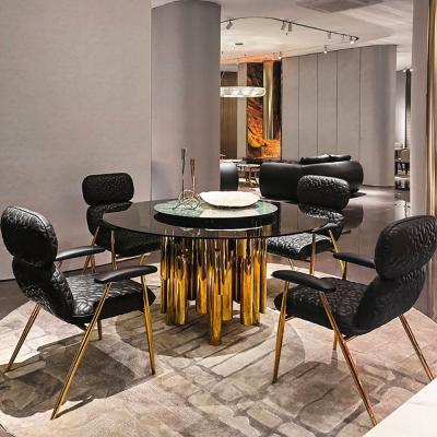 Chine Table à manger italienne moderne en acier inoxydable de luxe avec plateau tournant à vendre