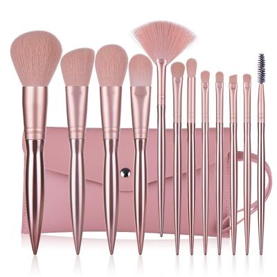 China Angular Blush Logo 12pcs Custom Vegan Makeup Brush Tool Private Label Factory Price Premium Makeup Brush Set for sale