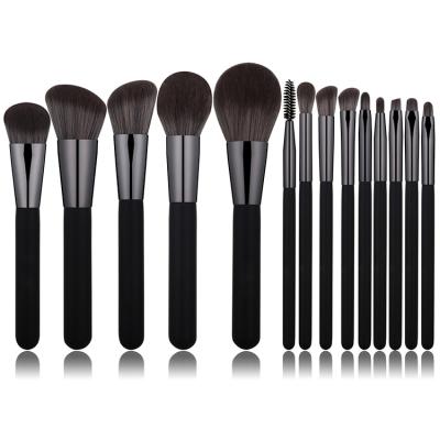 China Angular Blush High Quality Vegan 14pcs Luxury Synthetic Private Label Makeup Professional Set Brush With Bag for sale