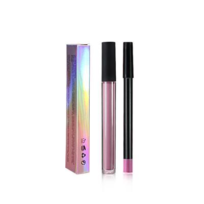 China Hot Selling Waterproof Create Own Design Makeup Lip Liner Pencil Matte Liquid Lipstick Waterproof Set for sale