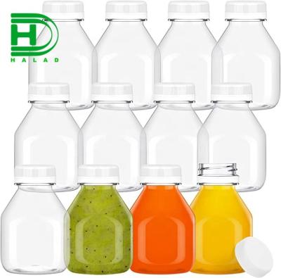 China Square Juice Bottles Can Add Unique Design 8OZ Milk Tea Bottle 250ML Plastic Bpa Free Sample Amazon Beverage New Logo And Label for sale