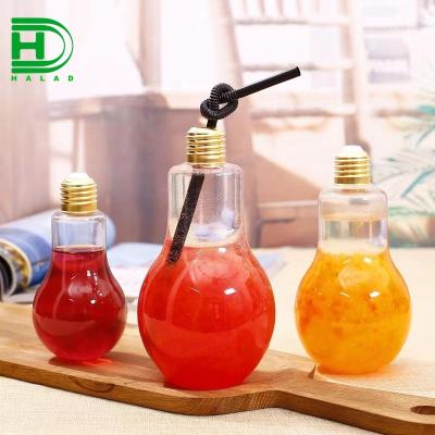 China Food Grade Beverage 400ML 500ML BPA Free Plastic Beverage Bottle PET LED Light Bulb 360ML Blister Bottle With Screw Net Aluminum Cap for sale