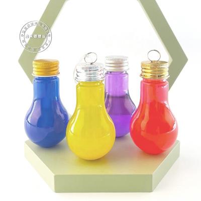 China Lovely Beverage Mini Light Bulb Bottle Plastic Beverage Candy Beverage Juice 50ML Bulb Bottle With Cap for sale