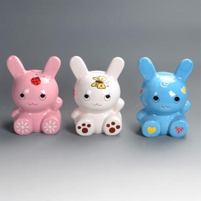 China Custom Rabbit Shape Painting Ceramic Piggy Bank For Promotional Gifts for sale