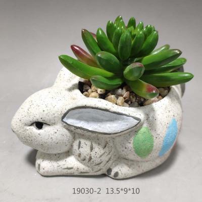 China Handmade Cute Rabbit Animal Potted Artificial Succulent Plant For Home Decoration Girl's Desktop Decoration Gift for sale