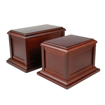 China Cherry Wood Stored Funeral Urn For Ashes Adult Traditional Wooden Cremation Urns Wooden Casket for sale