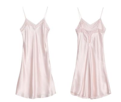 China QUICK DRY Female Silk Satin Daily Sleepwear Summer Casual Nightgown for sale