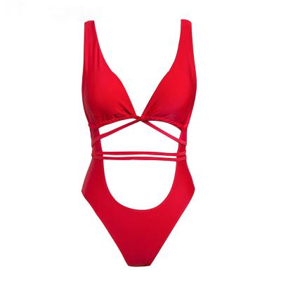 China Breathable Maiden Bikini Bodysuit Summer Party Women Sexy V-Neck Beach Wear With Bandage for sale