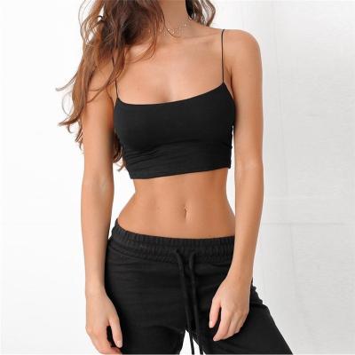 China Sleeveless Female Fitness Cotton Summer Vest Black Top Anti-Shrink Cloth for sale