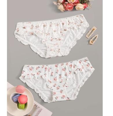 China Antibacterial Girls Wholesale Sexy Cute Floral Print Thong Lingeries Panties for sale