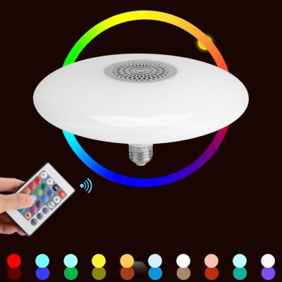 China Modern RGB Music UFO Bulb E27/B22 Lamp Holder With 24 Keys AC85-260V UFO Remote Control Audio Lights for sale