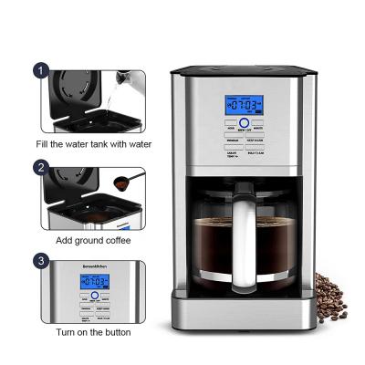 China Keep warm; Water Level Indication Factory Price Appliances Coffee Machine Filter Coffee Equipment Portable Drip Coffee Maker for sale