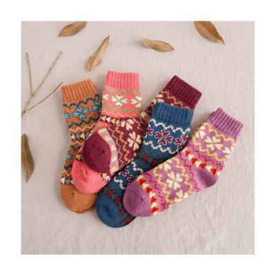 China Yiwu HRUN Nordic Novelty Colorful Sock Winter Women Anti Slip QUICK DRY Pink Sock Thick Soft Warm High Quality Custom Wool QUICK DRY for sale