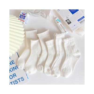 China Japanese Girls Korea High School QUICK DRY QUICK DRY High Bangs Milky White Crew Loose Cotton Long Women Fashion Socks for sale