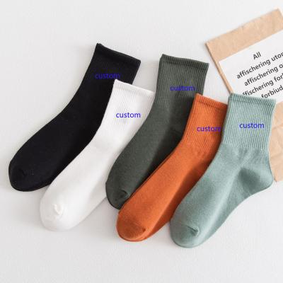 China HRUN QUICK DRY Crew Bangs QUICK DRY Embroidery Customize Socks Cute Women Simply White for sale