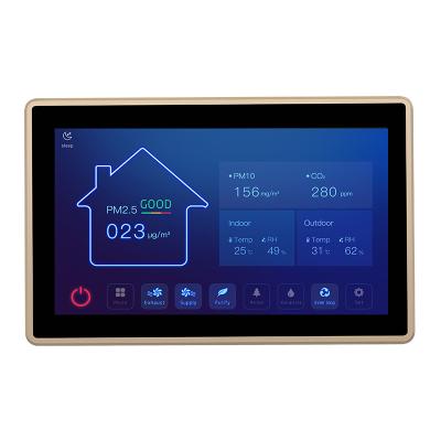 China Mediterranean 7 inch color screen real time monitoring VOC PM2.5 CO2 Temperature Humidity modbus fresh air ventilation system controller for sale