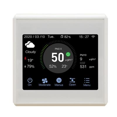 China Modern HVAC FCU air monitor Wifi RS485 Modbus thermostat smart digital room VOC PM2.5 CO2 temperature and humidity controller for sale