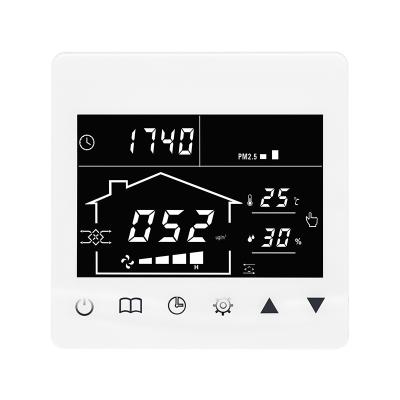 China Modern Wireless Tuya Zigbee 220V VOC PM2.5 temp humidity room use smart thermostat ventilation fans controller for sale