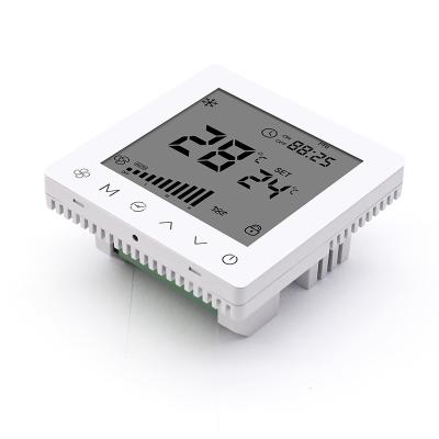 China Modern RS485 modbus real time monitoring temperature filter reminder function fan coil unit thermostat 3 speed fan switch controller for sale